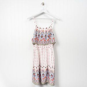 Border Print Layered Casual Dress